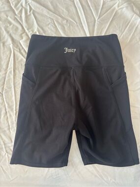 Juicy Couture Black High-Waist Bike Shorts with Logo